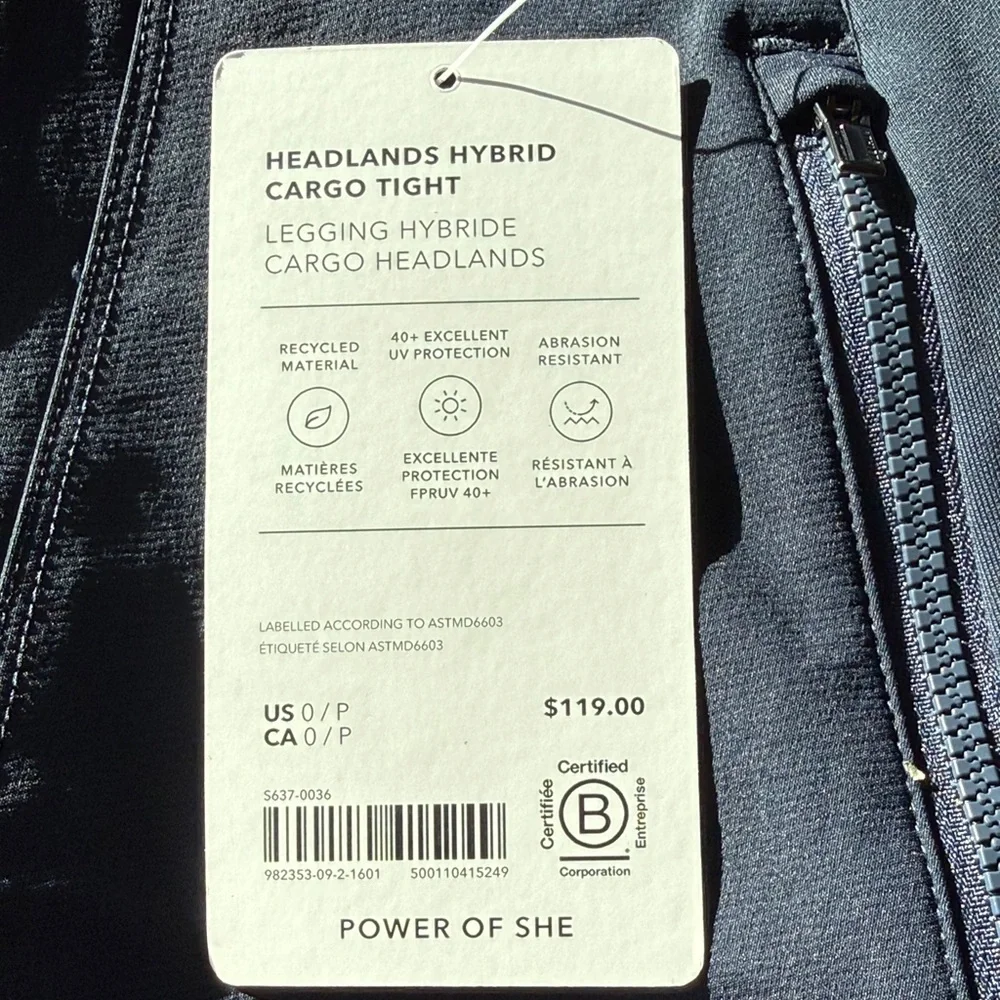 Athleta Headlands Hybrid Cargo Tight - size 0P - Navy NWT - Picture 6 of 14